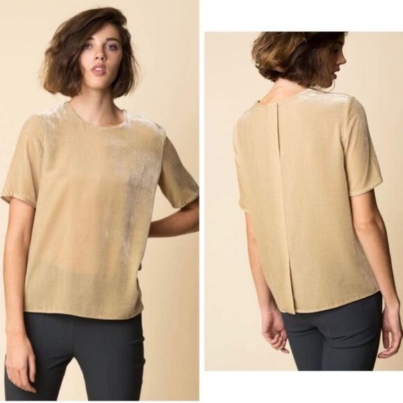 Vince Velvet Tee in Dill Tan Beige Medium - Picture 1 of 16